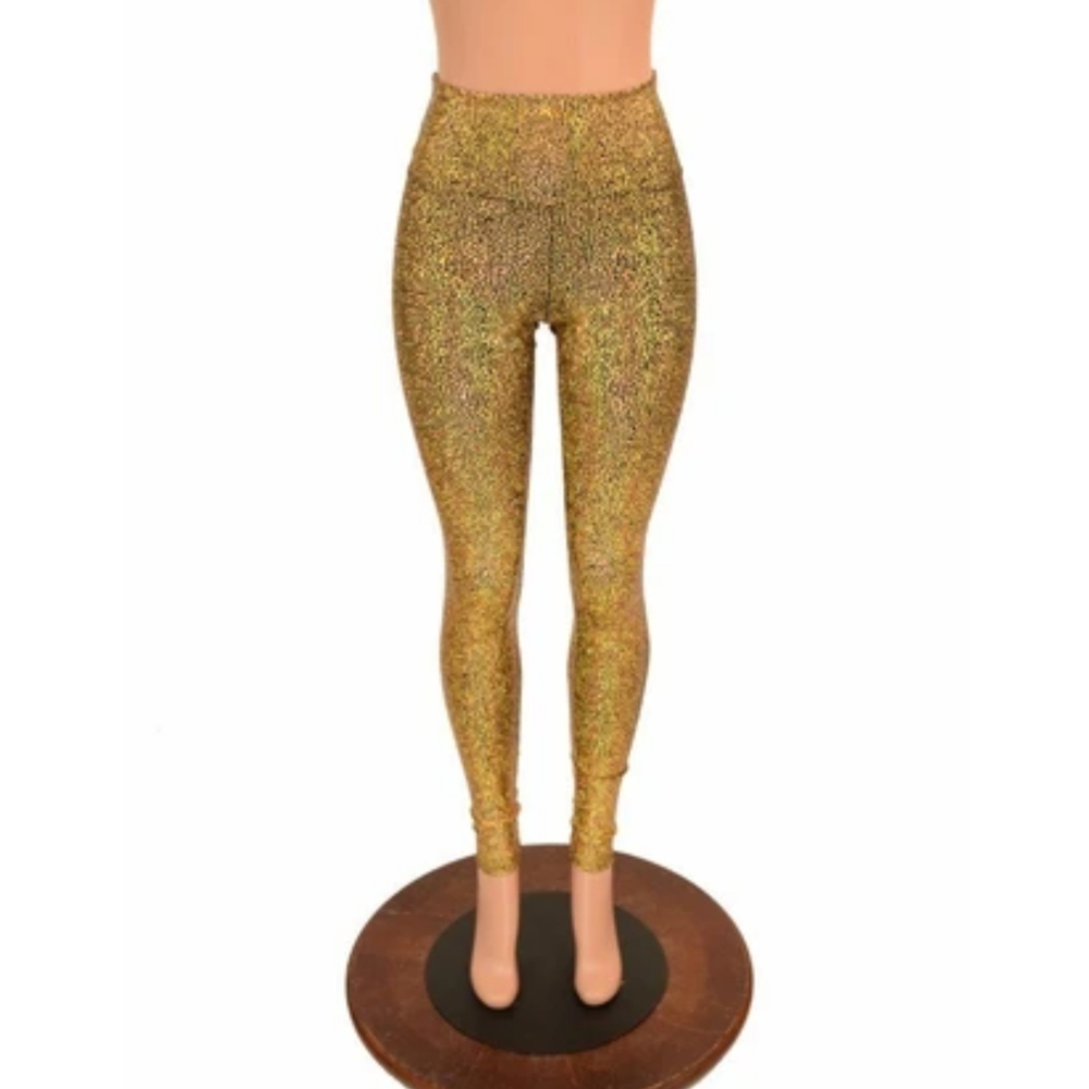 Spandex Gold Shattered Glass Leggings